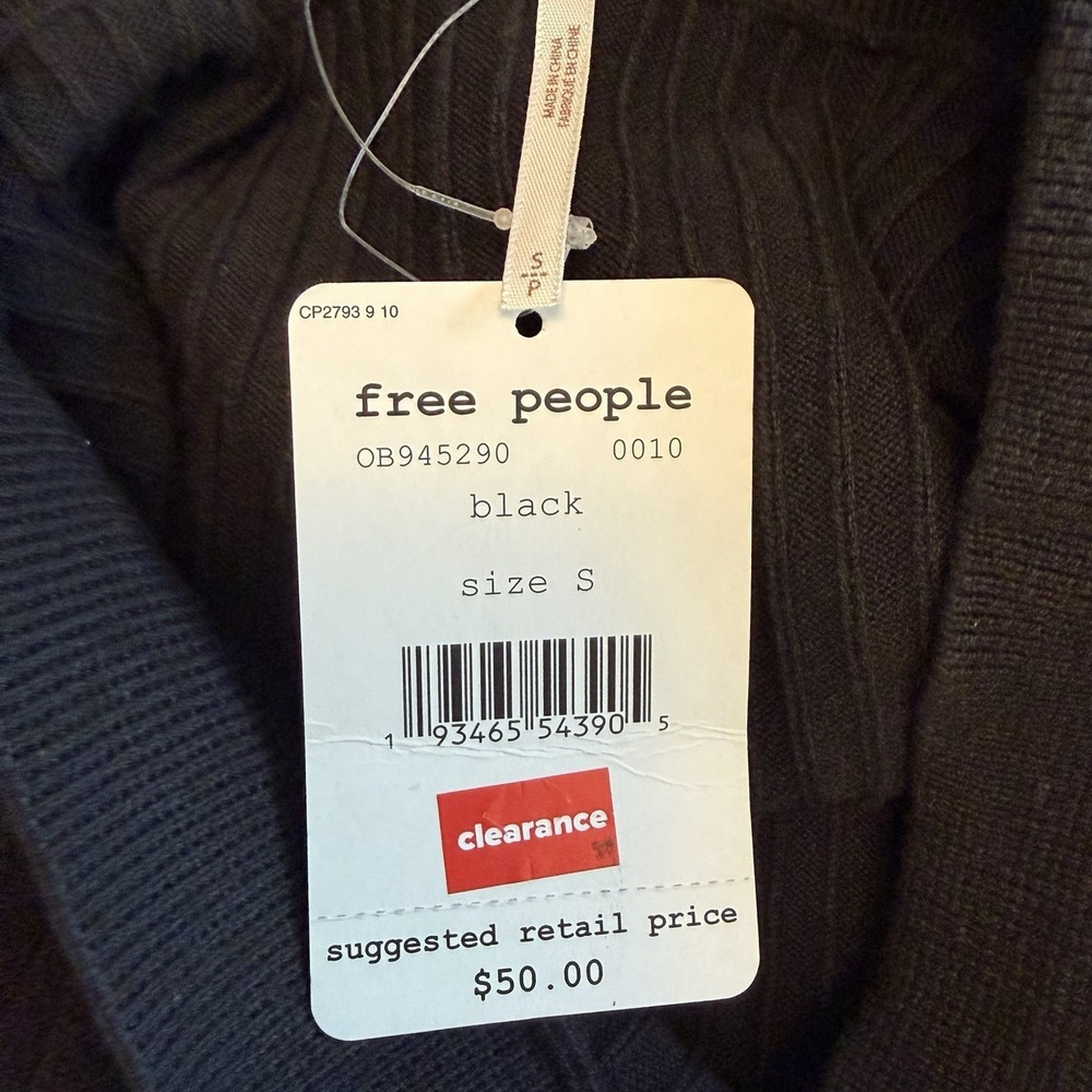NWT Free People Small Black Knit Ribbed Skirt Grunge Emo Whimsigoth Academia - Picture 8 of 8